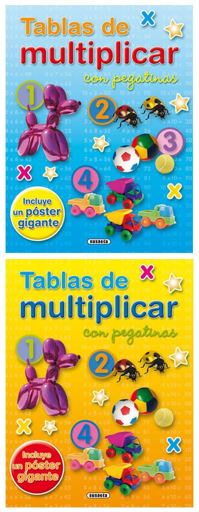Tablas de multiplicar con pegatinas (2 títulos) (Operaciones con pegatinas)