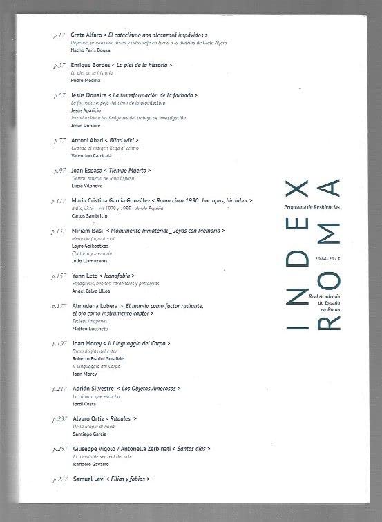 Index Roma. Programa de residencias 2014/2015 de la Real Academia de España en Roma