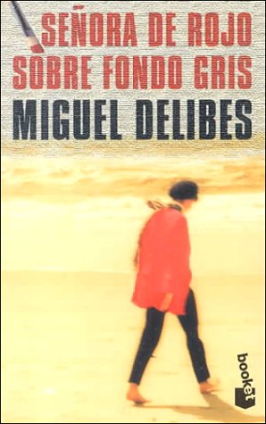 SENORA DE ROJO SOBRE FONDO GRIS