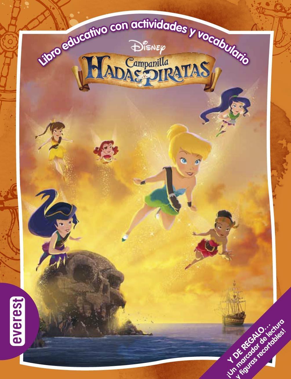 Campanilla. Hadas y piratas. Libro educativo con actividades y vocabulario: Y DE REGALO... ¡Un marcador de lectura y figuras recortables! (Multieducativos Disney)