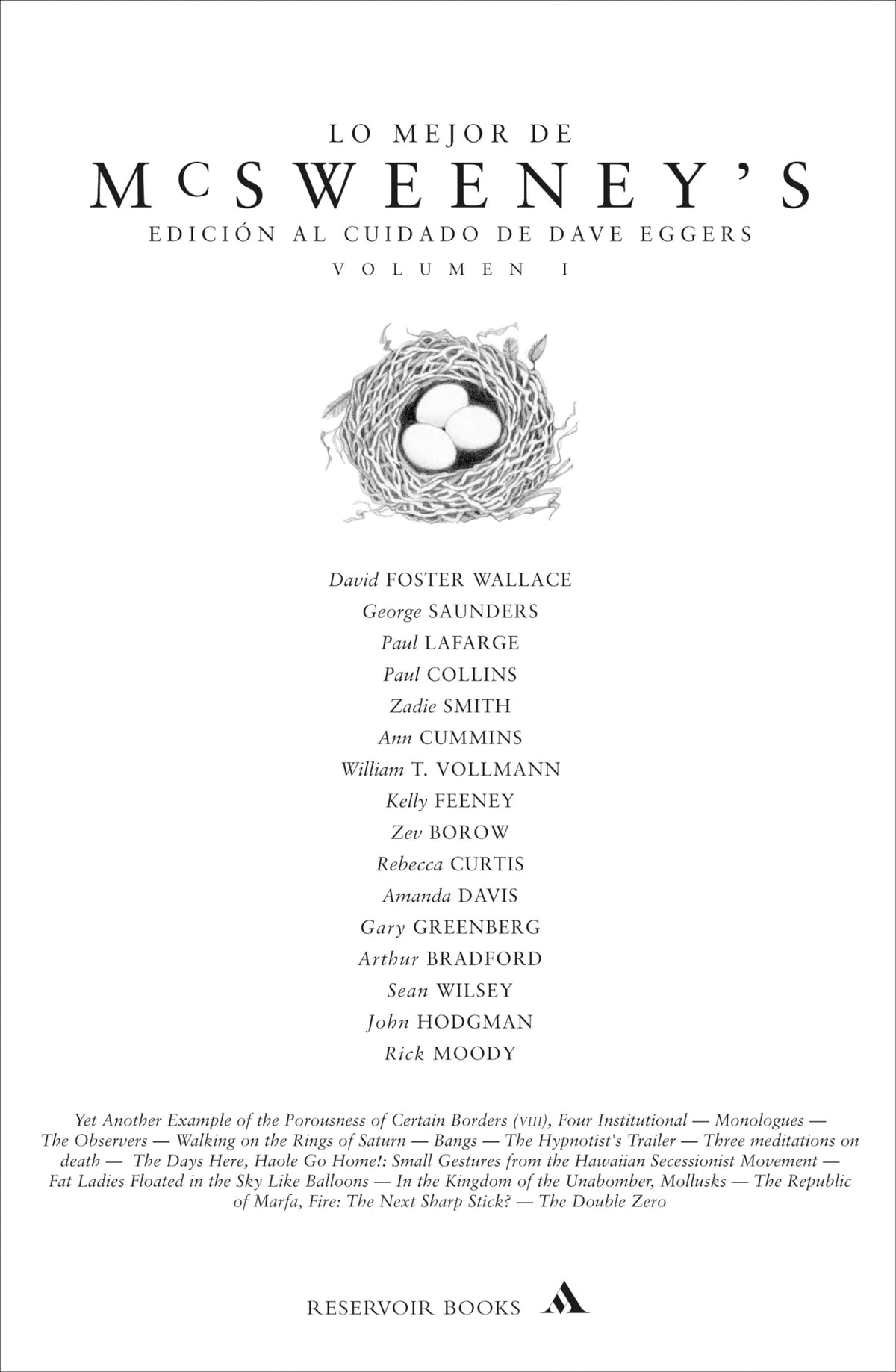 Lo mejor de McSweeney's - Vol. I: 1 (RESERVOIR BOOKS)
