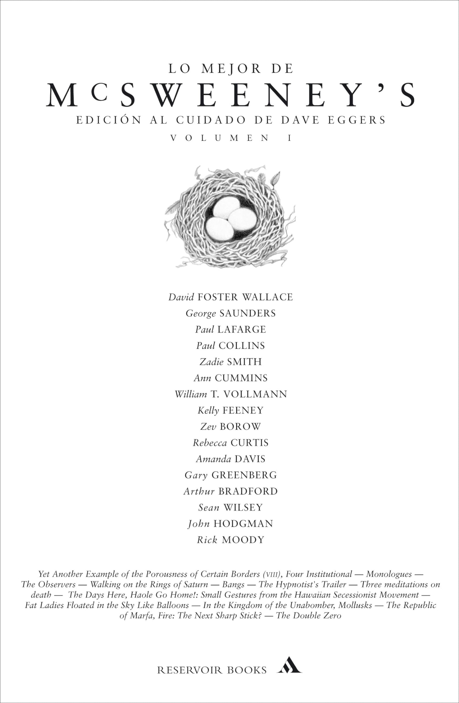 Lo mejor de McSweeney's - Vol. I: 1 (RESERVOIR BOOKS)