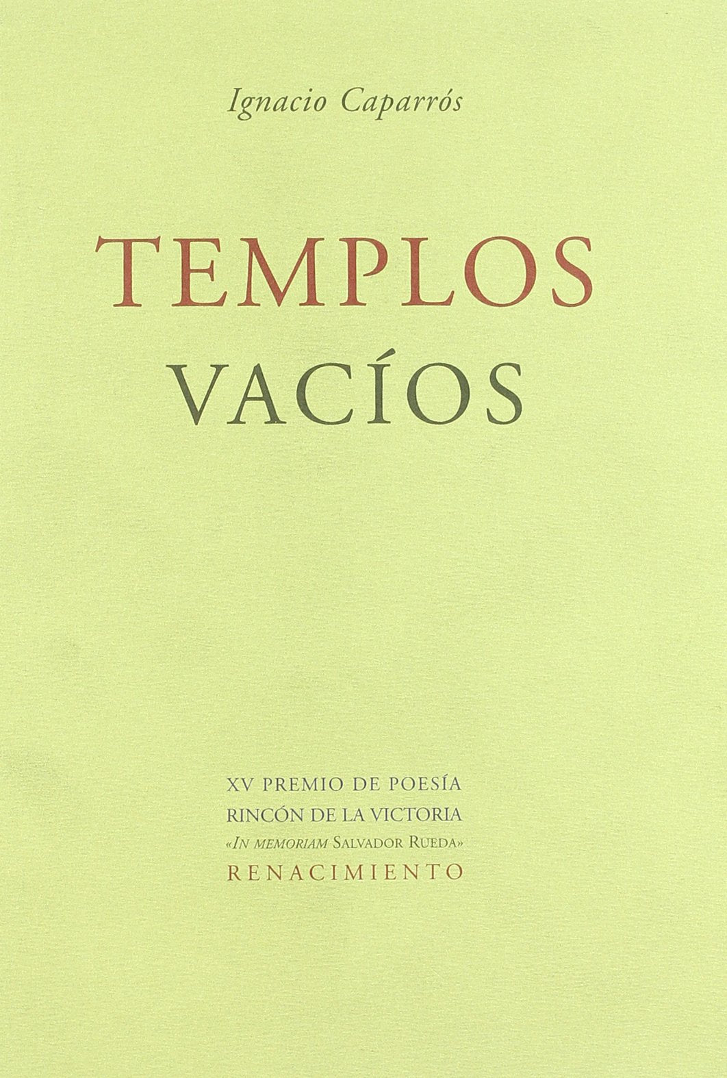 Templos Vacios. Xv Premio De Po (Otros títulos)