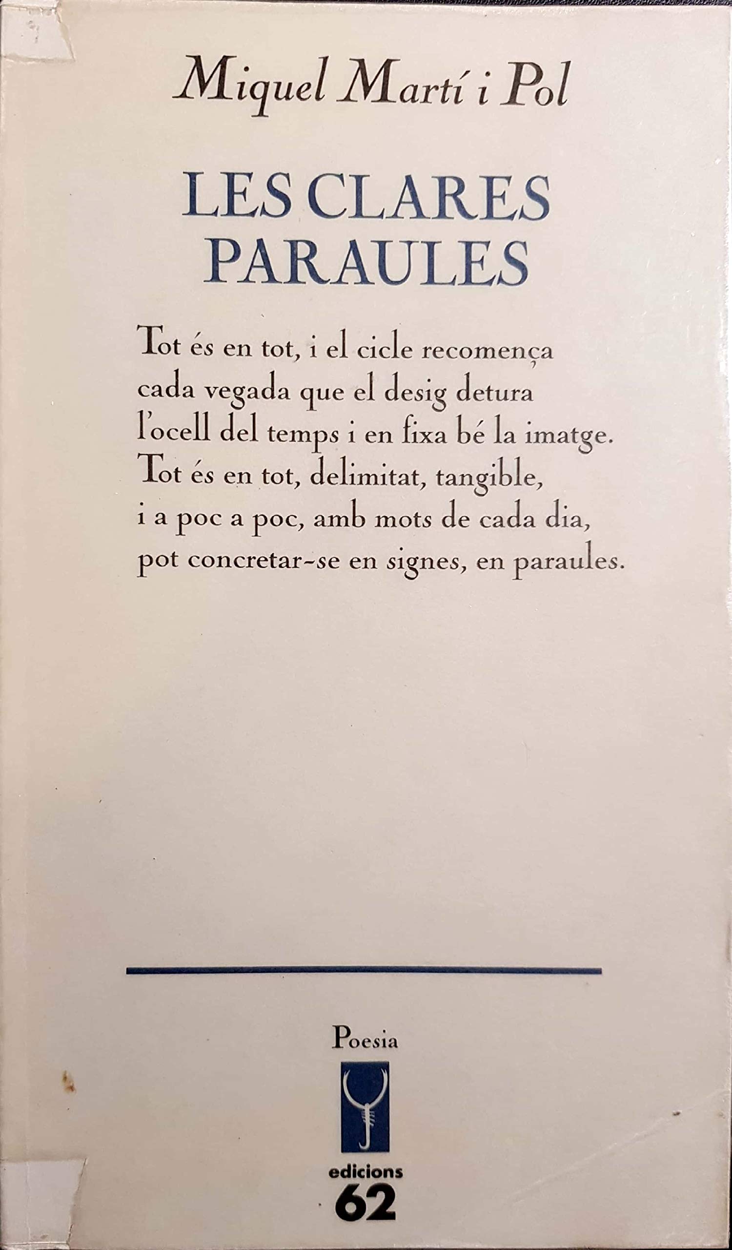 Les clares paraules (L'Escorpí. Poesia)