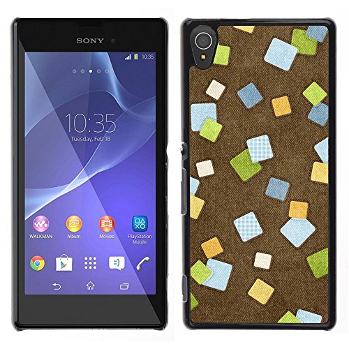 A-type Arte & diseño plástico Duro Fundas Cover Cubre Hard Case Cover para Sony Xperia T3 (Abstract Checkered Tiles Brown Office)