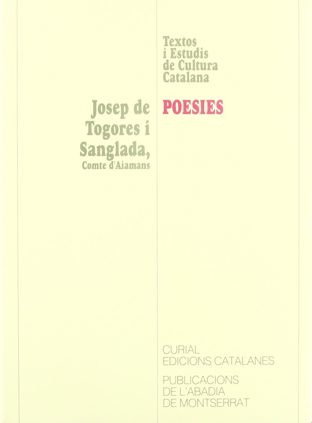 Poesies. Josep de Togores i Sanglada