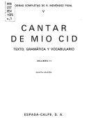 Cantar de mio cid, III (obras completas : texto del cantar y adicionesobras completas V