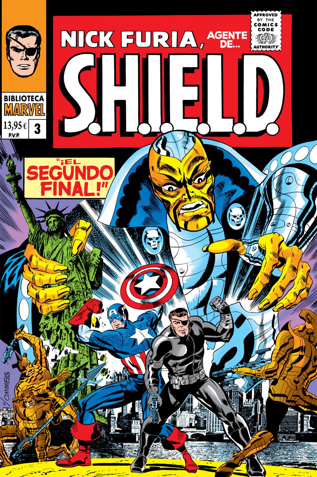Biblioteca marvel nick furia, agente de s.h.i.e.l.d. 3. 1967. strange tales 154-163 usa